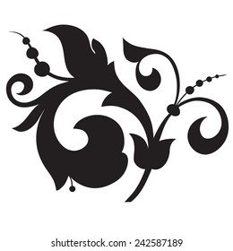 Ornament in Victorian style. Floral vector illustration. (black and white)