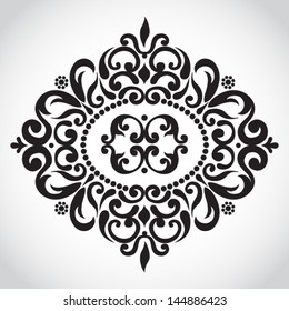 Ornament in Victorian style with space for your text. Element for design. It can be used for decorating of invitations, cards, decoration for bags and at tattoo creation.