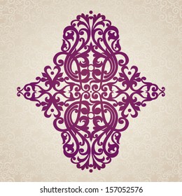 Ornament in Victorian style with space for your text. Element for design. It can be used for decorating of invitations, cards, decoration for bags and at tattoo creation.