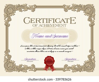 Ornament Vintage Frame Certificate Achievement Alabaster Stock Vector ...