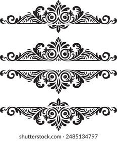 Ornament Visual arts, floral vine, border, Black, Elements Vector