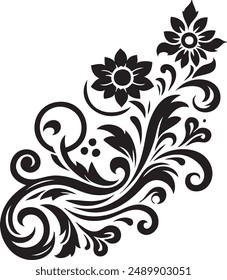 Ornament Visual arts, floral vine, border, Black, Elements Vector