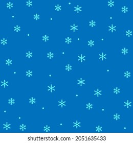 Ornament white snowflake pattern on blue background. Modern stylish abstract texture. Horizontal ornament. Colorful template for prints textiles, wrapping, wallpaper Vector illustration