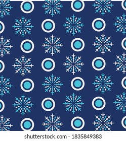 Ornament for winter theme with white and blue snowflakes