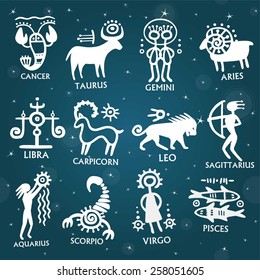 Ornament: zodiac signs in the stellar sky.