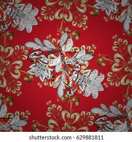 Ornamental abstract background. Oriental vector classic and golden pattern with white doodles.