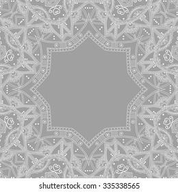 Ornamental abstract background. Round frame. Card design.Vector art