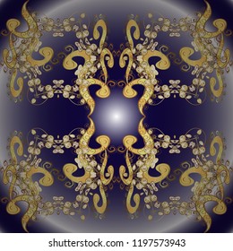 Ornamental abstract background. Vector illustration. Oriental vector classic neutral, blue and violet and golden pattern.