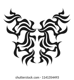Ornamental abstract ink shape. Simple tattoo. Tribal sign. 