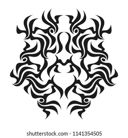 Ornamental abstract ink shape. Simple tattoo. Tribal sign. 