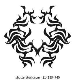 Ornamental abstract ink shape. Simple tattoo. Tribal sign. 