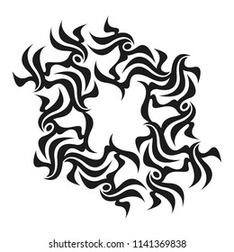 Ornamental abstract ink shape. Simple tattoo. Tribal sign. 