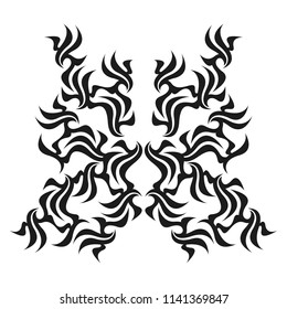 Ornamental abstract ink shape. Simple tattoo. Tribal sign. 