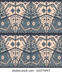 Ornamental abstract pattern of various geometric shapes in pastel colors
