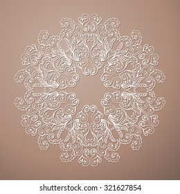 Ornamental abstract round lace pattern. Circular ornamental frame. Vector illustration