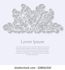 Ornamental abstract round lace pattern. Semicircle 3d background. Vector illustration EPS 10