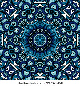 Ornamental Abstract Vector Blue ethnic Geometric Seamless Background