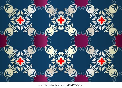 Ornamental Abstract Vector Blue ethnic Geometric Seamless Background