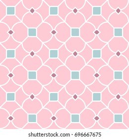 Ornamental aesthetic seamless pattern. Tile mosaic repeating vector Illustration in trendy palette. Geometric flat background for brochure, flyer, printing on fabric or paper and any your design.