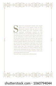 Ornamental antique frame and sample text