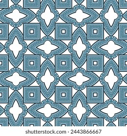 Ornamental arabesque ethnic style seamless pattern. Absract floral background. Repeat elegant  vector backdrop. Beautiful ornaments in blue colors. Modern geometric design. Endless ornate texture.