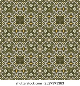 Padrão sem emenda de estilo étnico arabesco ornamental. Resumo floral. Repita o plano de fundo do vetor. Bonito estilo Damask ornamentos Moderno design geométrico colorido. Textura ornamentada sem fim.