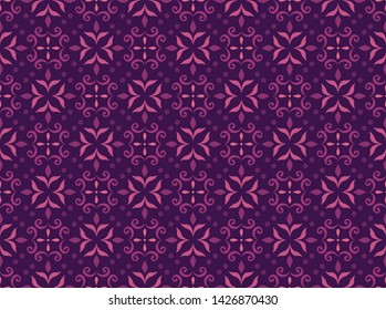 Ornamental Arabesque floral tiles seamless vector pattern. Abstract Flower Background.