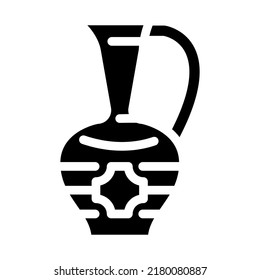 Ornamental Arabian Jug Glyph Icon Vector. Ornamental Arabian Jug Sign. Isolated Symbol Illustration