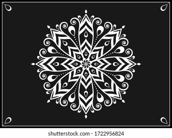 Arabisch und Mandala im Zierstil auf schwarz-weißem Hintergrund