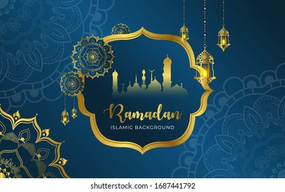 Ornamental Arabic Pattern Background with burning candle glowing at night and glittering golden  lights. Festive greeting card, invitation for Muslim holy month Ramadan Kareem. Dark background vector