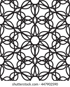 Ornamental arabic seamless pattern. Moroccan abstract background in black and white