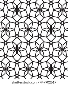 Ornamental arabic seamless pattern. Moroccan abstract background in black and white