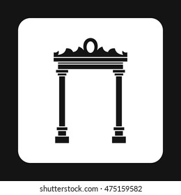 Ornamental arch icon in simple style isolated on white background. Construction symbol