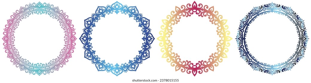 ornamental art circle elements set.