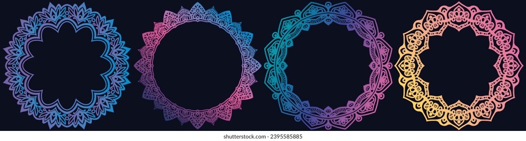 ornamental art circle pattern elements set combo.