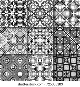 Ornamental art deco seamless patterns set. Template for design. Vector illustration eps10