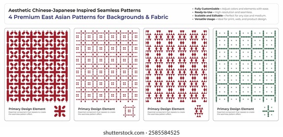 Ornamental Asian Seamless Patterns | 4 Exclusive Chinese and Japanese Background Textures