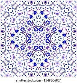 Ornamental azulejo portugal tiles decor. Kitchen design. Vector seamless pattern texture. Blue gorgeous flower folk print for linens, smartphone cases, scrapbooking, bags or T-shirts.