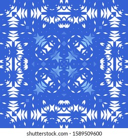 Ornamental azulejo portugal tiles decor. Vector seamless pattern texture. Hand drawn design. Blue gorgeous flower folk print for linens, smartphone cases, scrapbooking, bags or T-shirts.