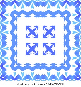 Ornamental azulejo portugal tiles decor. Vector seamless pattern concept. Universal design. Blue gorgeous flower folk print for linens, smartphone cases, scrapbooking, bags or T-shirts.