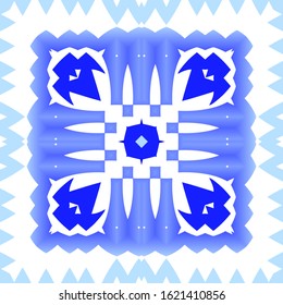Ornamental azulejo portugal tiles decor. Vector seamless pattern texture. Fashionable design. Blue gorgeous flower folk print for linens, smartphone cases, scrapbooking, bags or T-shirts.