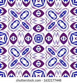 Ornamental azulejo portugal tiles decor. Colored design. Vector seamless pattern trellis. Blue gorgeous flower folk print for linens, smartphone cases, scrapbooking, bags or T-shirts.