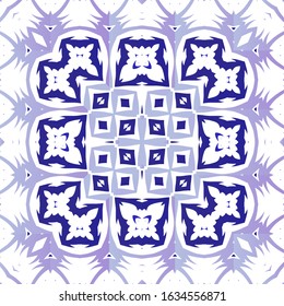 Ornamental azulejo portugal tiles decor. Vector seamless pattern collage. Universal design. Blue gorgeous flower folk print for linens, smartphone cases, scrapbooking, bags or T-shirts.