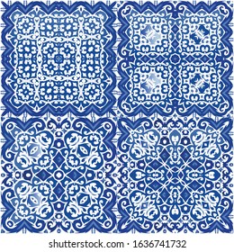 Ornamental azulejo portugal tiles decor. Vector seamless pattern trellis. Minimal design. gorgeous flower folk print for linens, smartphone cases, scrapbooking, bags or T-shirts.