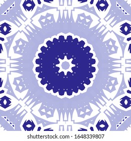 Ornamental azulejo portugal tiles decor. Vector seamless pattern collage. Universal design. Blue gorgeous flower folk print for linens, smartphone cases, scrapbooking, bags or T-shirts.