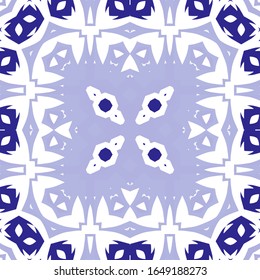 Ornamental azulejo portugal tiles decor. Vector seamless pattern collage. Universal design. Blue gorgeous flower folk print for linens, smartphone cases, scrapbooking, bags or T-shirts.