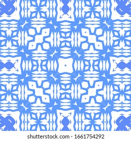 Ornamental azulejo portugal tiles decor. Fashionable design. Vector seamless pattern flyer. Blue gorgeous flower folk print for linens, smartphone cases, scrapbooking, bags or T-shirts.