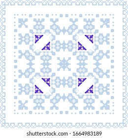 Ornamental azulejo portugal tiles decor. Colored design. Vector seamless pattern trellis. Blue gorgeous flower folk print for linens, smartphone cases, scrapbooking, bags or T-shirts.