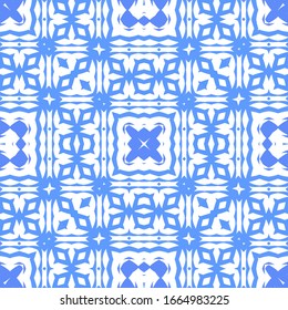 Ornamental azulejo portugal tiles decor. Fashionable design. Vector seamless pattern flyer. Blue gorgeous flower folk print for linens, smartphone cases, scrapbooking, bags or T-shirts.