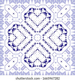 Ornamental azulejo portugal tiles decor. Vector seamless pattern collage. Universal design. Blue gorgeous flower folk print for linens, smartphone cases, scrapbooking, bags or T-shirts.